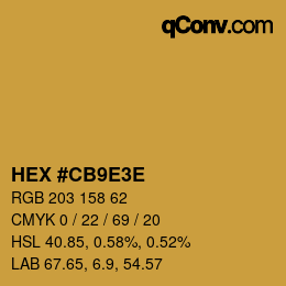 Color code: HEX #CB9E3E | qconv.com