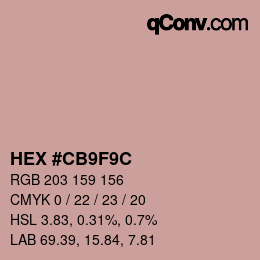 カラーコード: HEX #CB9F9C | qconv.com