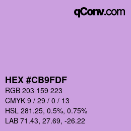 Color code: HEX #CB9FDF | qconv.com