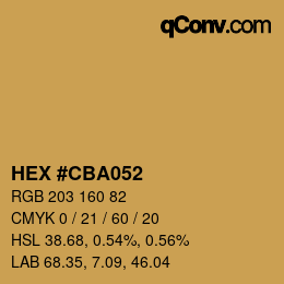 Código de color: HEX #CBA052 | qconv.com