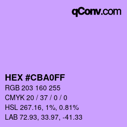 Color code: HEX #CBA0FF | qconv.com