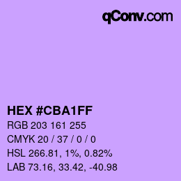 Color code: HEX #CBA1FF | qconv.com