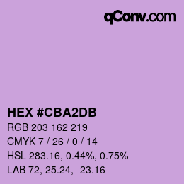 Color code: HEX #CBA2DB | qconv.com