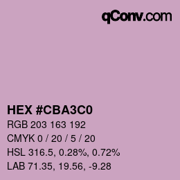カラーコード: HEX #CBA3C0 | qconv.com