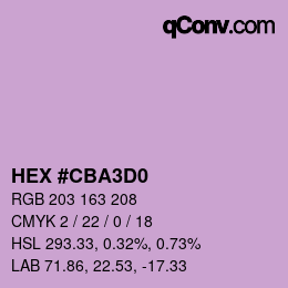 Color code: HEX #CBA3D0 | qconv.com