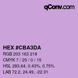 カラーコード: HEX #CBA3DA | qconv.com