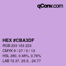 カラーコード: HEX #CBA3DF | qconv.com