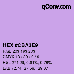 Color code: HEX #CBA3E9 | qconv.com