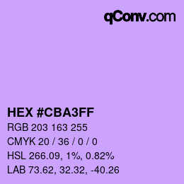 カラーコード: HEX #CBA3FF | qconv.com