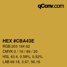 Color code: HEX #CBA43E | qconv.com