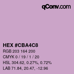 颜色代码: HEX #CBA4C8 | qconv.com