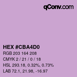 Color code: HEX #CBA4D0 | qconv.com