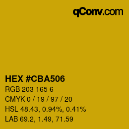 颜色代码: HEX #CBA506 | qconv.com