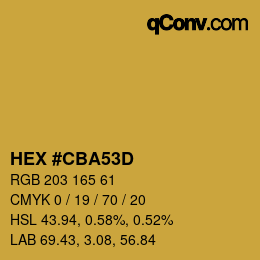 Color code: HEX #CBA53D | qconv.com