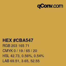 Color code: HEX #CBA547 | qconv.com