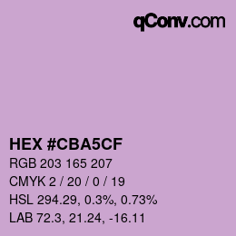 カラーコード: HEX #CBA5CF | qconv.com