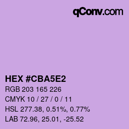 Farbcode: HEX #CBA5E2 | qconv.com