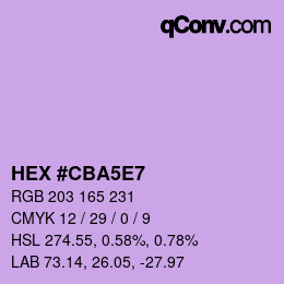 カラーコード: HEX #CBA5E7 | qconv.com