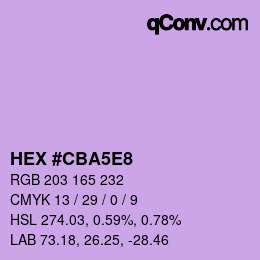Farbcode: HEX #CBA5E8 | qconv.com