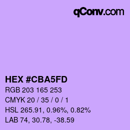 Color code: HEX #CBA5FD | qconv.com