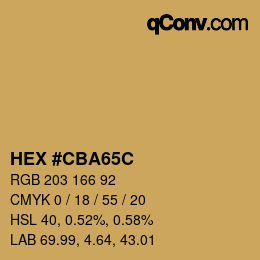颜色代码: HEX #CBA65C | qconv.com