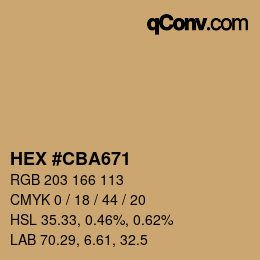 Color code: HEX #CBA671 | qconv.com