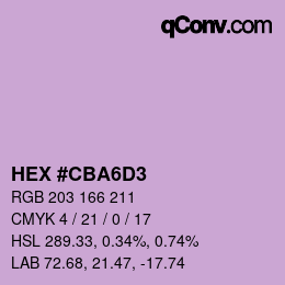 颜色代码: HEX #CBA6D3 | qconv.com