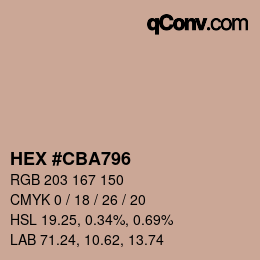 Color code: HEX #CBA796 | qconv.com