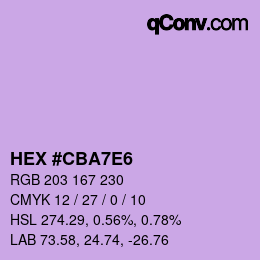 Color code: HEX #CBA7E6 | qconv.com