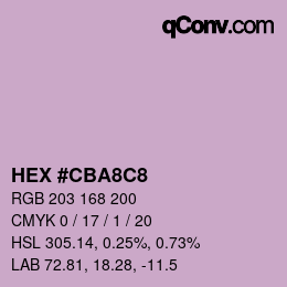 Color code: HEX #CBA8C8 | qconv.com