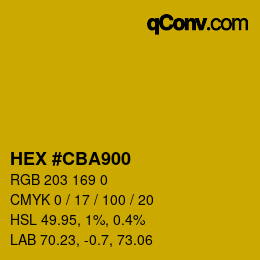 Color code: HEX #CBA900 | qconv.com