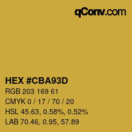 Color code: HEX #CBA93D | qconv.com