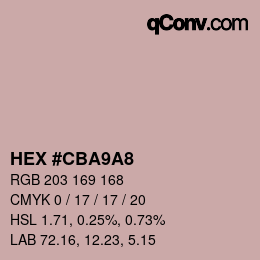 カラーコード: HEX #CBA9A8 | qconv.com