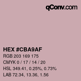 Color code: HEX #CBA9AF | qconv.com