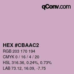 Color code: HEX #CBAAC2 | qconv.com