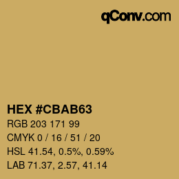 Farbcode: HEX #CBAB63 | qconv.com