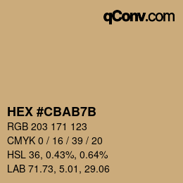 カラーコード: HEX #CBAB7B | qconv.com