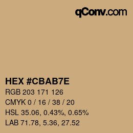 Color code: HEX #CBAB7E | qconv.com