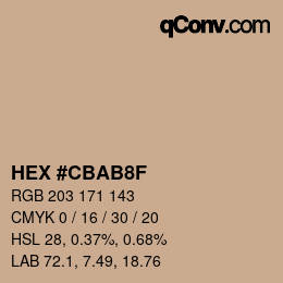 Color code: HEX #CBAB8F | qconv.com