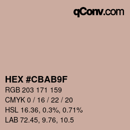 Color code: HEX #CBAB9F | qconv.com
