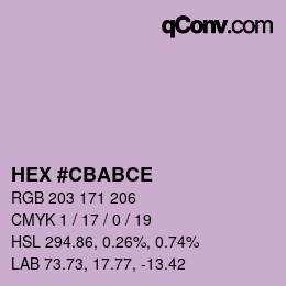 Color code: HEX #CBABCE | qconv.com