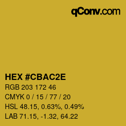 Color code: HEX #CBAC2E | qconv.com