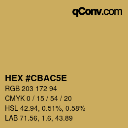 Farbcode: HEX #CBAC5E | qconv.com
