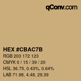 Color code: HEX #CBAC7B | qconv.com