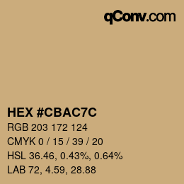 カラーコード: HEX #CBAC7C | qconv.com