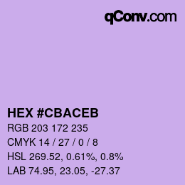 カラーコード: HEX #CBACEB | qconv.com