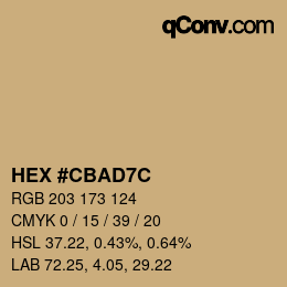 Farbcode: HEX #CBAD7C | qconv.com