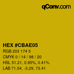 Color code: HEX #CBAE05 | qconv.com