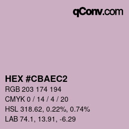 颜色代码: HEX #CBAEC2 | qconv.com