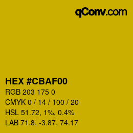 颜色代码: HEX #CBAF00 | qconv.com